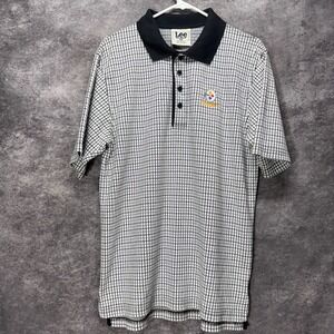 Vintage Lee Sport Pittsburgh Steelers Plaid Polo Shirt Mens M Black White
